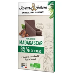Chocolat noir 85% origine Madagascar bio Saveurs et Nature - 80 g