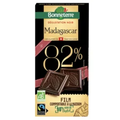 Chocolat noir pure origine madagascar 82% bio Bonneterre - 80 g