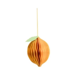 Citron décoratif à suspendre en papier jaune petit modèle - Ø 7 x H 9,5 cm