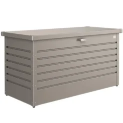 Coffre de jardin 130 en acier galvanisé coloris gris quartz métallique Biohort - 134 x 62 x 71 cm