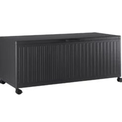 Coffre de rangement anthracite en aluminium et acier Bizzotto Ocean grand modèle - 182 x 89 x 70 cm