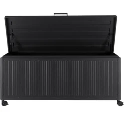Coffre de rangement anthracite en aluminium et acier Bizzotto Ocean grand modèle - 182 x 89 x 70 cm