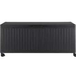 Coffre de rangement anthracite en aluminium et acier Bizzotto Ocean grand modèle - 182 x 89 x 70 cm