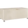 Coffre de rangement beige soie en aluminium et acier Bizzotto Ocean grand modèle - 182 x 89 x 70 cm