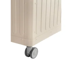 Coffre de rangement beige soie en aluminium et acier Bizzotto Ocean grand modèle - 182 x 89 x 70 cm