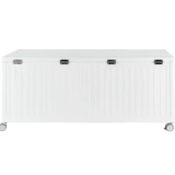 Coffre de rangement blanc en aluminium et acier Bizzotto Ocean grand modèle - 182 x 89 x 70 cm