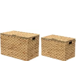 Coffre de rangement en osier naturel petit modèle - 31 x 50 x 32 cm
