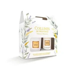 Coffret bougie et parfum intérieur senteur thé blanc Collines de Provence - 180 g + 100 ml