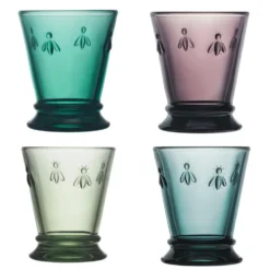 Coffret de 4 gobelets en verre couleur Abeille - 26 cl