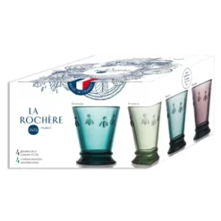 Coffret de 4 gobelets en verre couleur Abeille - 26 cl