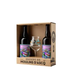 Coffret de Noël de 2 bières bio Biclou 75 cl avec verre Brasserie des Moulins d’Ascq - les 3 pièces