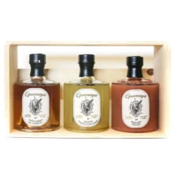 Coffret en bois à offrir avec 3 bouteilles de rhum Opamaya – 3 x 25 cl
