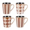 Coffret 4 mugs en grès beige et marron Shelby - 40 cl
