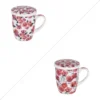 Coffret tisanière en porcelaine décorée rose avec filtre Rosalia - 36 cl