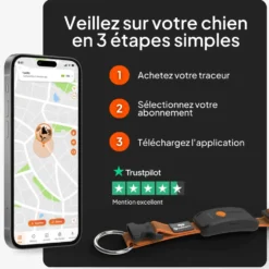 Collier GPS pour chien coloris orange Weenect XT