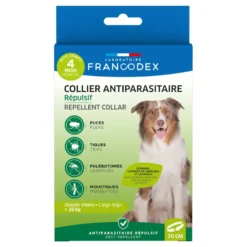 Collier insectifuge pour grand chien de plus de 20 kg coloris blanc Francodex - Ø 72 cm