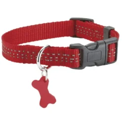Collier pour chien coloris rouge en nylon tressé Bobby Safe – Taille M