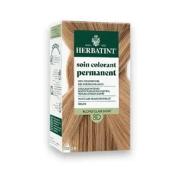 Coloration permanente pour cheveux blond clair doré 8D aux extraits végétaux biologiques vegan Herbatint - 170 ml
