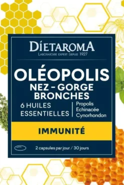 Complément alimentaire propolis, échinacée, cyrnorhondon Oleopolis nez gorge bronches Dietaroma - 60 capsules