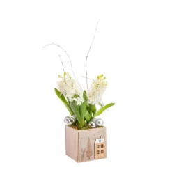 Composition de 3 jacinthes en pot carré naturel