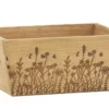 Corbeille en bois à motif herbes - 26 x 18 x 12 cm