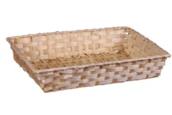 Corbeille Rihana rectangulaire en bambou naturel Cav Service - 36 x 26,5 x 7,5 cm