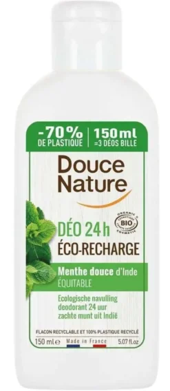 Éco-recharge de déodorant menthe douce bio Douce Nature - 150 ml