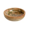 Coupe en bois de manguier à décor de feuillage vert - Ø 20 x H 5 cm