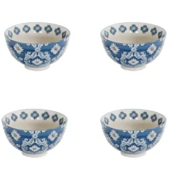 Coupelles en grès bleu peintes à la main Coffret Almada - 4 x Ø 11 cm