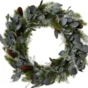 Couronne vert argent en eucalyptus et pommes de pin - Ø 40 x H 8 cm