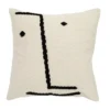 Coussin avec visage en coton blanc 60x60 cm