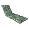 Coussin bain de soleil en polyester/coton fleuri/uni vert Flocons Elégantes - 180 x 56 x 10 cm