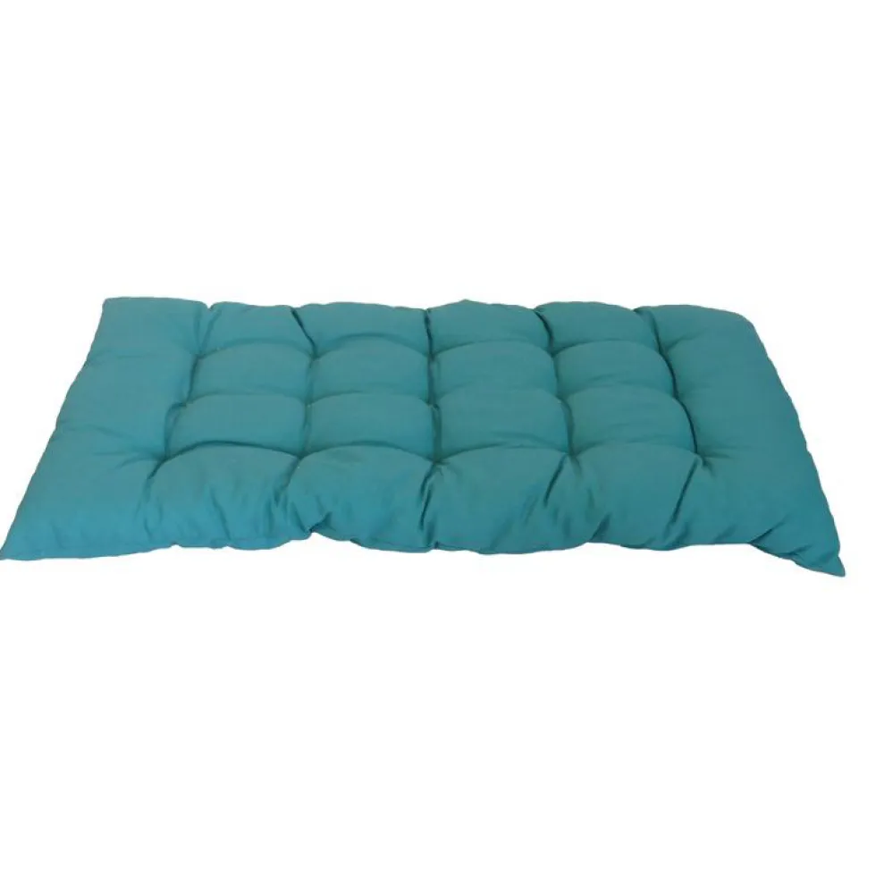 Coussin dossier palette en polyester/coton uni Emeraude Banco - 120 x 60 x 10 cm