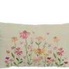 Coussin en coton blanc à fleurs brodées - 50 x 30 cm
