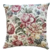 Coussin en coton fond blanc décor fleurs roses Alais - 45 x 45 cm