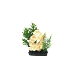 Céramique avec 1 trou et 2 plantes artificielles 18 cm