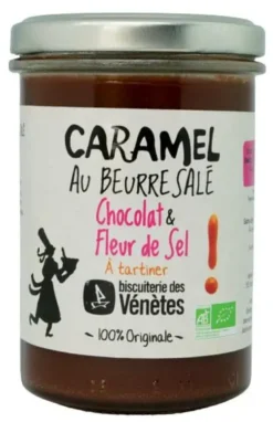 Crème caramel au beurre salé chocolat fleur de sel bio Biscuiterie Venetes - 220 g