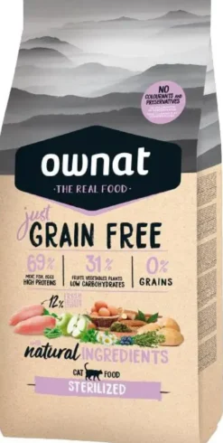 Croquette pour chat adulte stérilisé Grain Free Jus Ownat - 1 kg