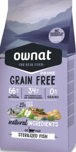 Croquette pour chat adulte stérilisé Grain Free au poisson Ownat - 3 kg