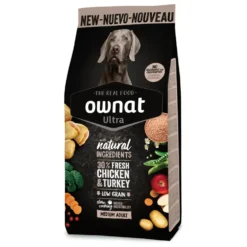 Croquette pour chien adulte de taille moyenne au poulet Ownat - 3 kg