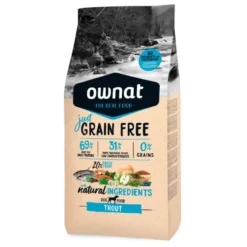 Croquette pour chien adulte Just Grain Free sans céréales à la truite Ownat - 14 kg