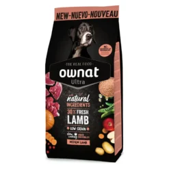 Croquette pour chien adulte stérilisé de taille moyenne à l'agneau et riz Ownat - 3 kg