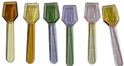 6 cuillères à glace en verre multicolore - 9,5 x 2,5 cm