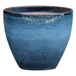 Cuvier en grès émaillé bleu Océan Decolines Littoral - Ø 45 x H 38 cm