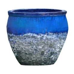 Cuvier en grès émaillé old bleu Decolines Leon - Ø 23 x H 20 cm