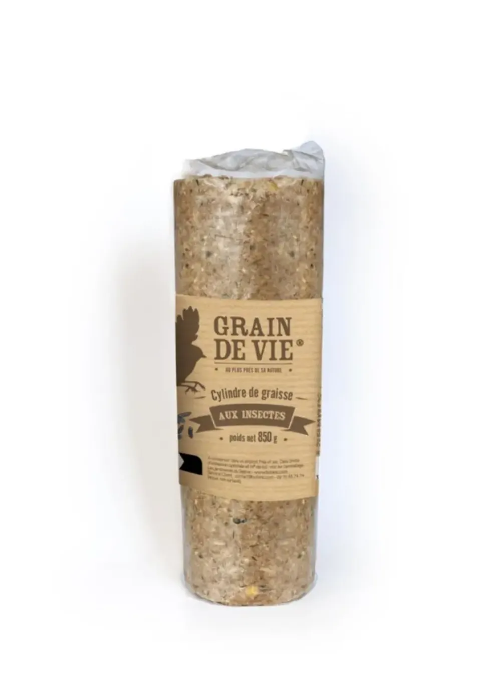 Cylindre de graisse pour oiseaux du ciel aux insectes Grain de Vie - 850 g