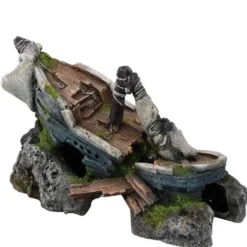 Décor aquarium bateau coulé 20x10,5x12,5 cm