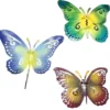 Décoration extérieure balancier papillon assortiment 3 couleurs - 120 cm