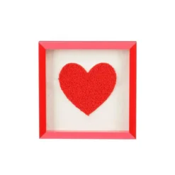 Décoration murale carrée avec cœur rouge - 17,5 x 17,5 x 2,5 cm
