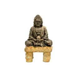 Décor d’aquarium bouddha sur ponton en polyrésine marron 5,5x5,5x6 cm